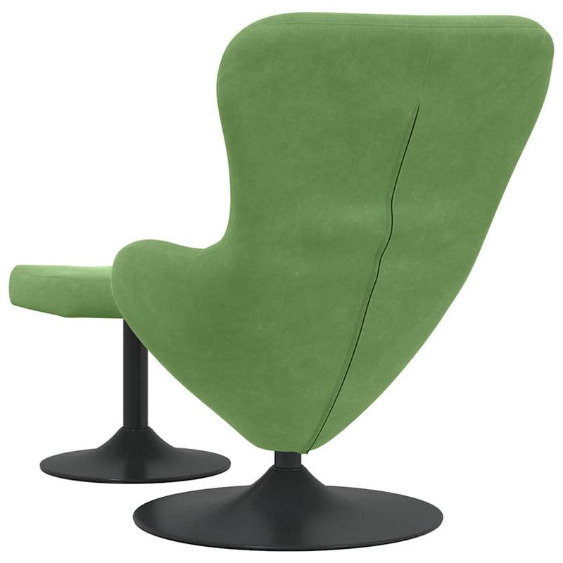 Scaun Egg cu Taburet Verde deschis Catifea