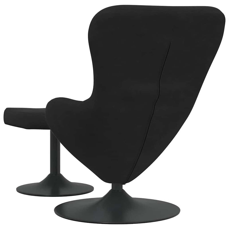 Scaun Egg cu Taburet Negru Catifea