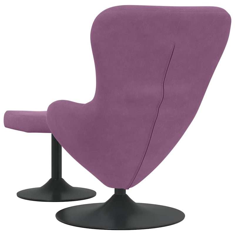Scaun Egg cu Taburet Violet Catifea