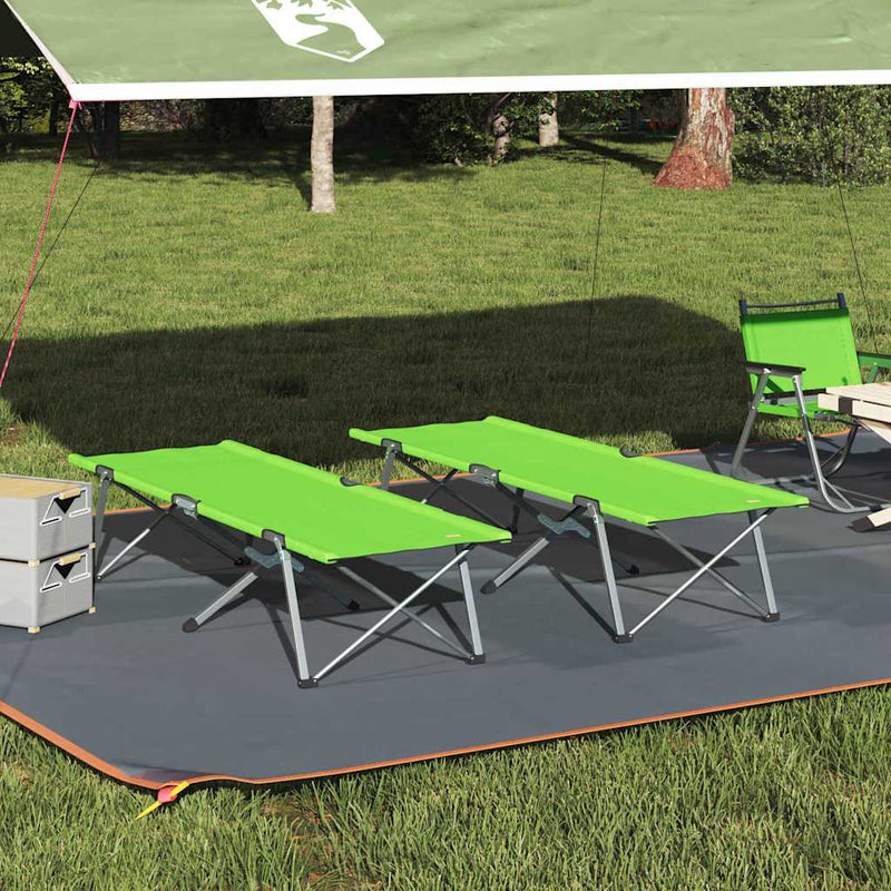 Pat pliabil pentru camping 2 buc. Verde 194 x 62,5 x 42,5 cm