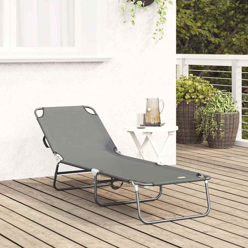 Șezlong pliabil Gri 188 x 57 x 86,5 cm Poliester
