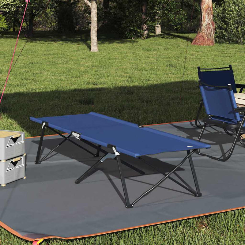 Pat pliabil pentru camping Manual albastru 206 x 76 x 74 cm