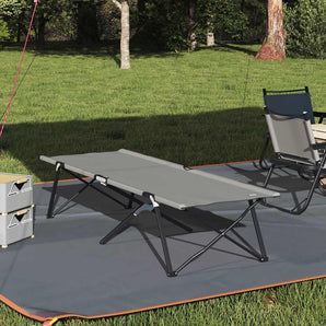 Pat pliabil pentru camping Gri 206 x 76 x 74 cm Oxford și oțel