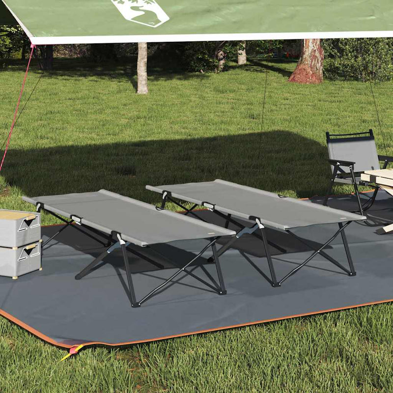 Pat pliabil pentru camping Manual 2 buc. Gri 206 x 76 x 74 cm