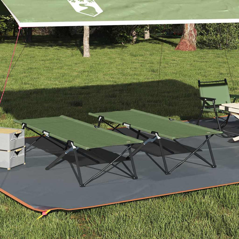 Pat pliabil pentru camping Manual 2 buc. Verde 206 x 76 x 74 cm
