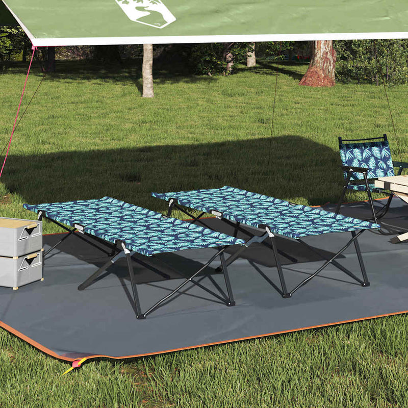 Pat pliabil pentru camping 2 buc. Pădure 206 x 76 x 74 cm