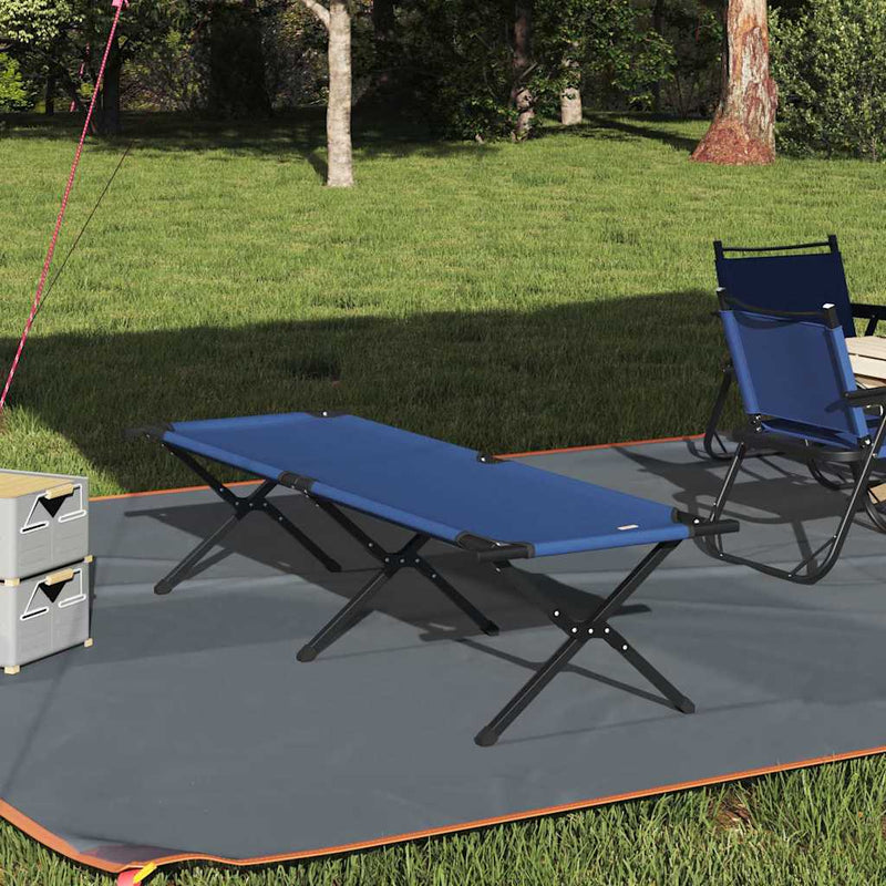 Pat pliabil pentru camping Manual albastru 193 x 69 x 45 cm