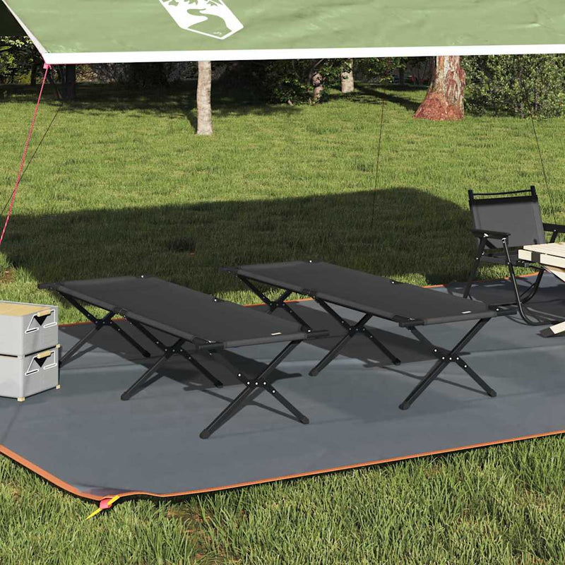 Pat pliabil pentru camping Manual 2 buc. Negru 193 x 69 x 45 cm