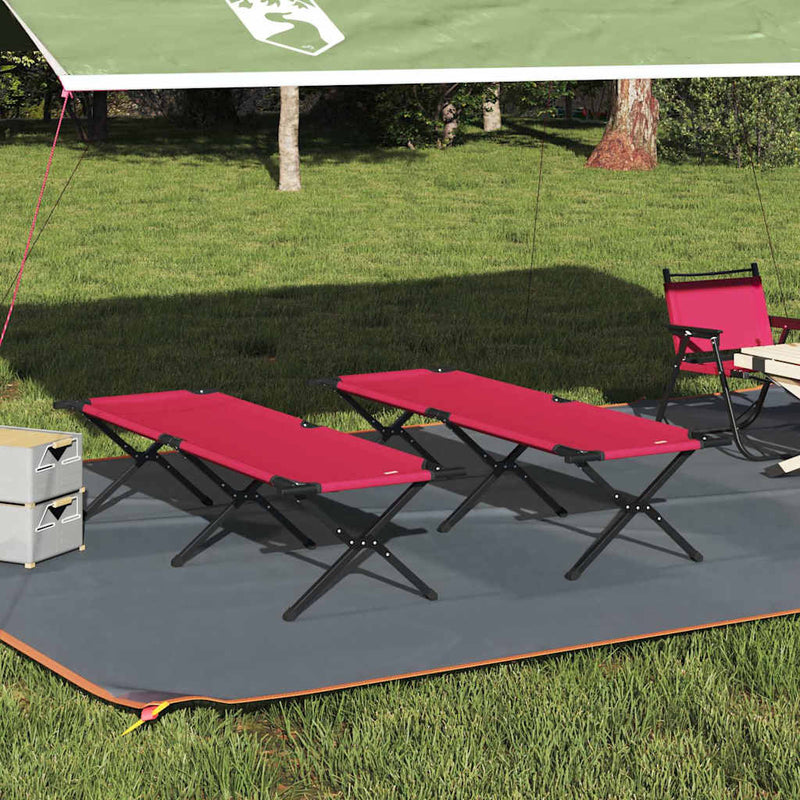 Pat pliabil pentru camping Manual 2 buc. Roșu 193 x 69 x 45 cm