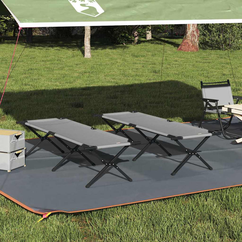 Pat pliabil pentru camping Manual 2 buc. Gri 193 x 69 x 45 cm