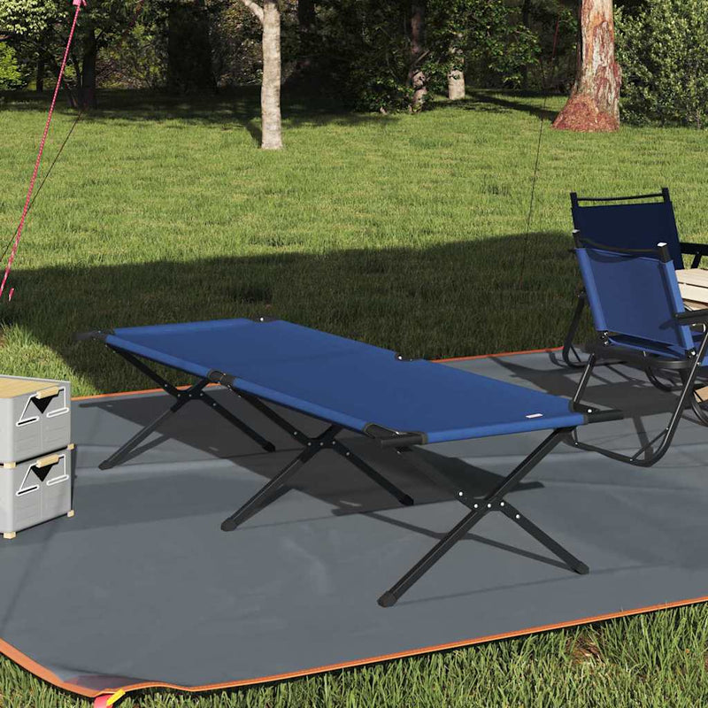 Pat pliabil pentru camping Manual albastru 210 x 80 x 46 cm