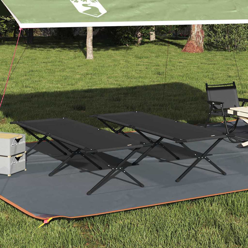 Pat pliabil pentru camping Manual 2 buc. Negru 210 x 80 x 46 cm