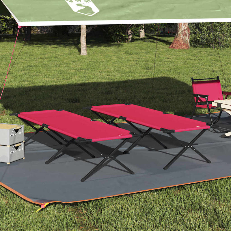 Pat pliabil pentru camping Manual 2 buc. Roșu 210 x 80 x 46 cm