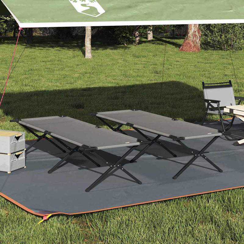 Pat pliabil pentru camping Manual 2 buc. Gri 210 x 80 x 46 cm