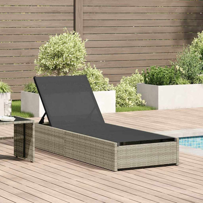 Șezlong Bej 200.5 x 70 x 75 cm poliratan