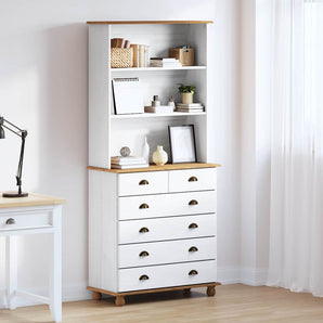 Hutch cu sertar ASKIM Alb 91 x 40 x 200,5 cm Lemn de pin masiv
