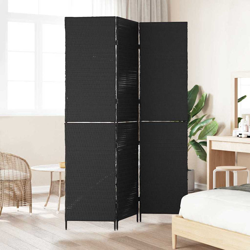 Separator de cameră Negru 146 x 180 cm poliratan