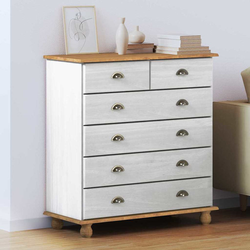 Comodă cu sertar ASKIM Alb 91 x 40 x 95,5 cm Lemn de pin masiv
