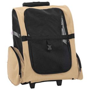 Cărucior pentru animale de companie 3 în 1, design nisipos, 48x32x(57-106) cm, material Oxford