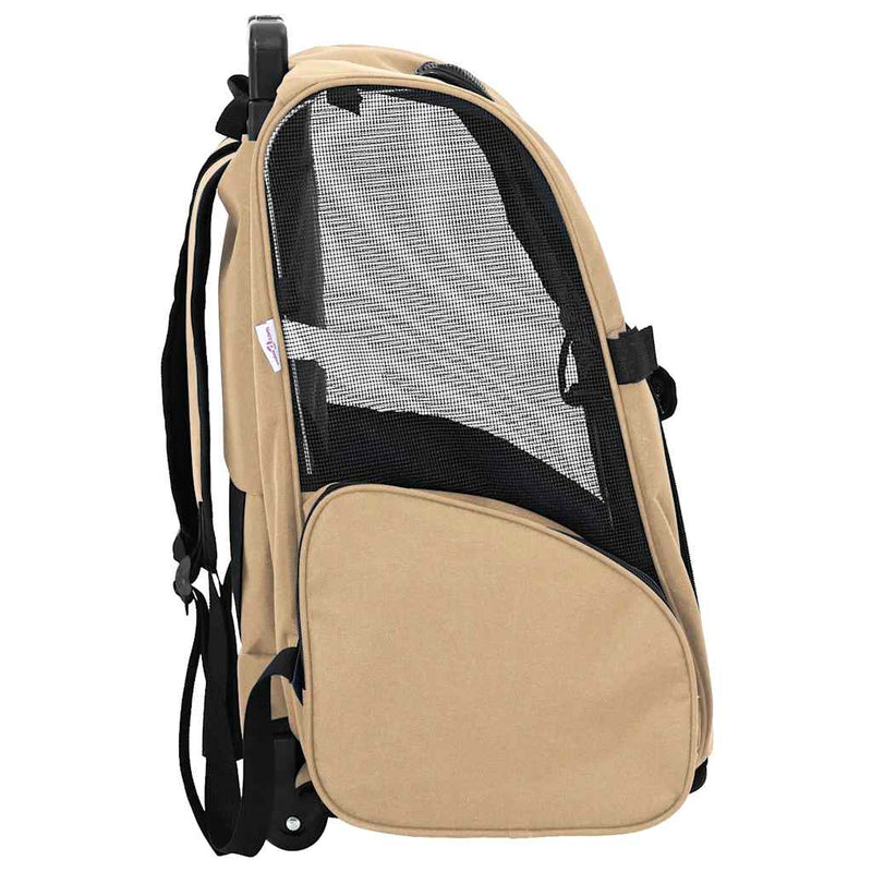 Cărucior pentru animale de companie 3 în 1, design nisipos, 48x32x(57-106) cm, material Oxford