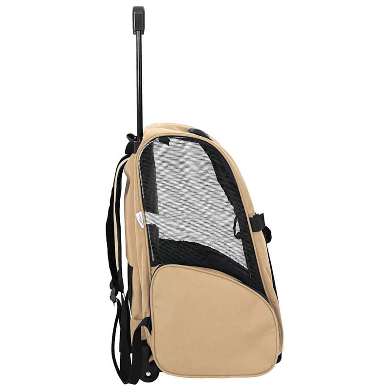 Cărucior pentru animale de companie 3 în 1, design nisipos, 48x32x(57-106) cm, material Oxford