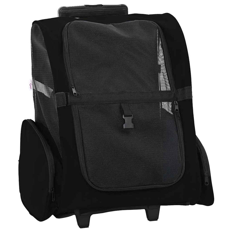 Cărucior pentru animale de companie, design 3 în 1, negru, 48x32x(57-106) cm, material Oxford