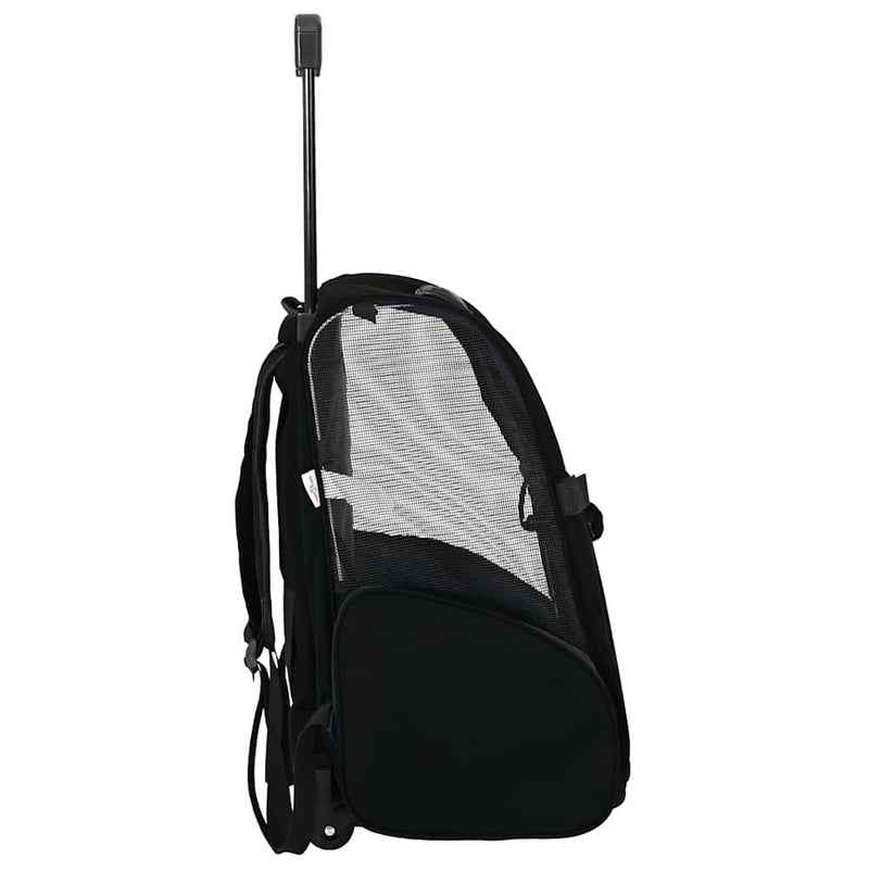 Cărucior pentru animale de companie, design 3 în 1, negru, 48x32x(57-106) cm, material Oxford