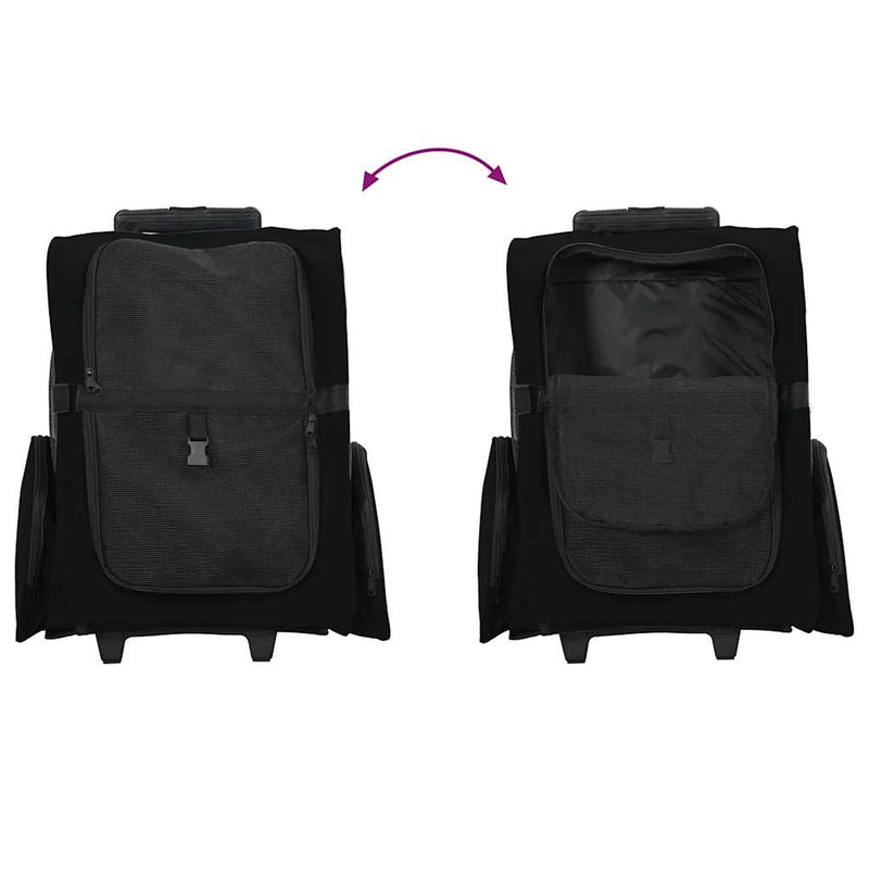 Cărucior pentru animale de companie, design 3 în 1, negru, 48x32x(57-106) cm, material Oxford