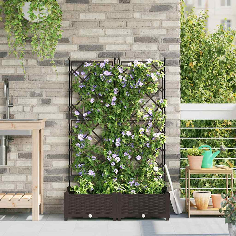 Vază pentru Grădină 2 buc. Maro 80 x 40 x 125,5 cm PP