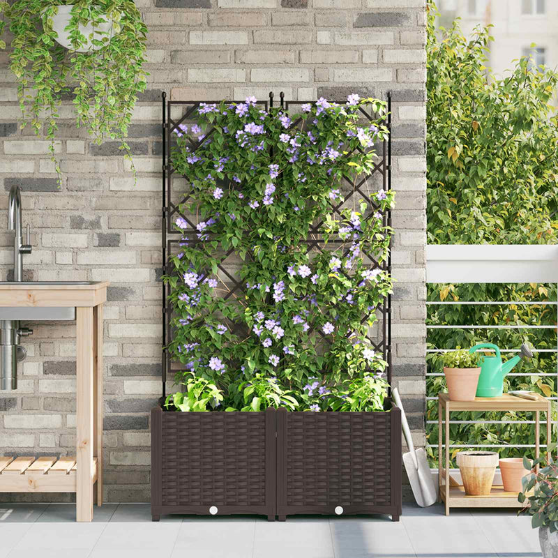 Vază pentru Grădină 2 buc. Maro 80 x 40 x 143 cm PP