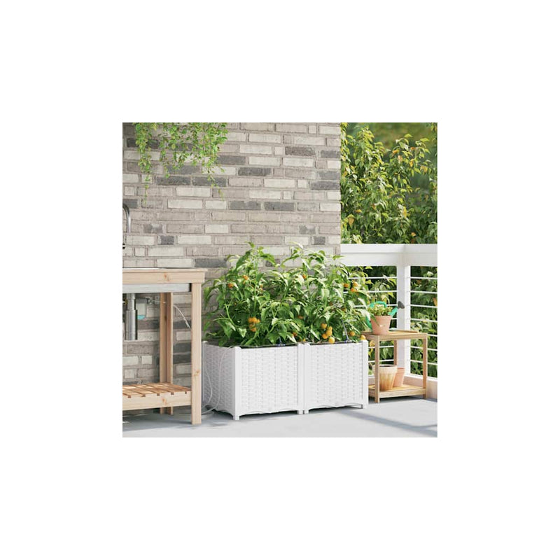 Vază pentru Grădină 2 buc. Alb 80 x 40 x 37,5 cm PP