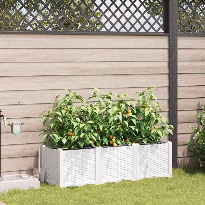 Vază pentru Grădină 3 buc. Alb 120 x 40 x 37,5 cm PP