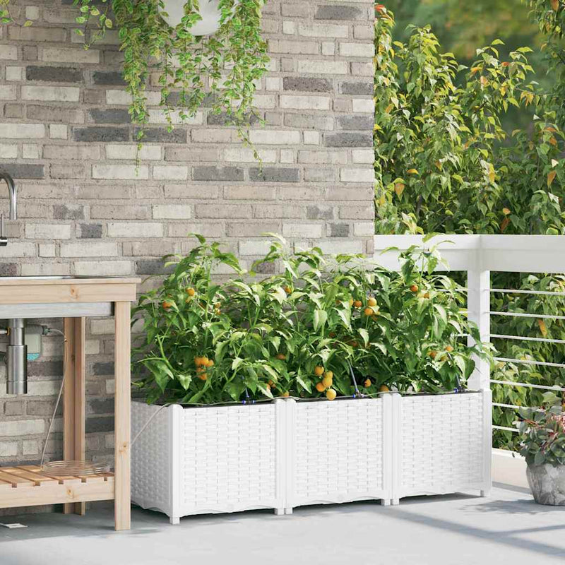 Vază pentru Grădină 3 buc. Alb 120 x 40 x 37,5 cm PP