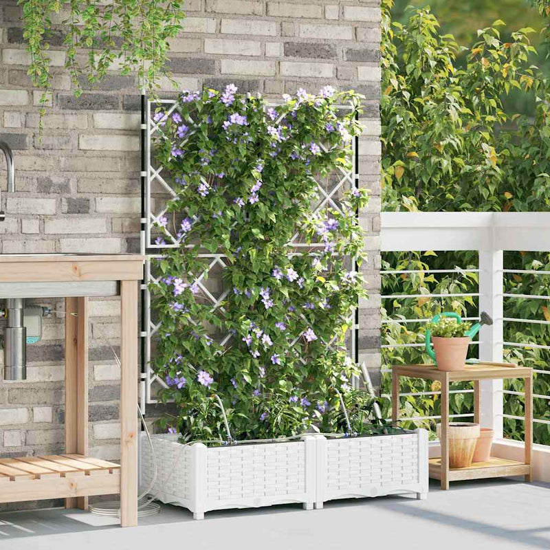 Vază pentru Grădină 2 buc. Alb 80 x 40 x 126 cm PP