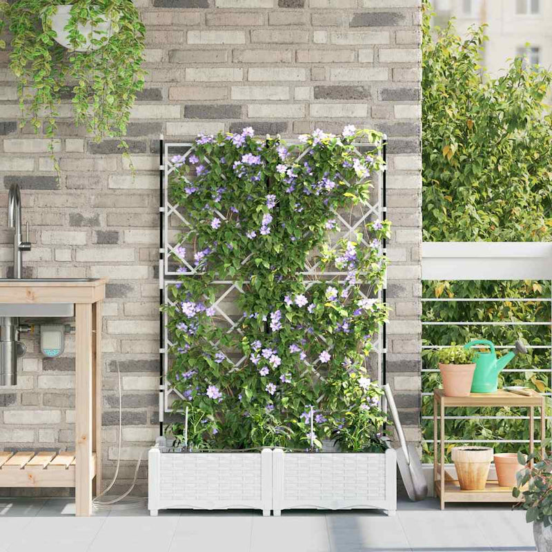 Vază pentru Grădină 2 buc. Alb 80 x 40 x 126 cm PP