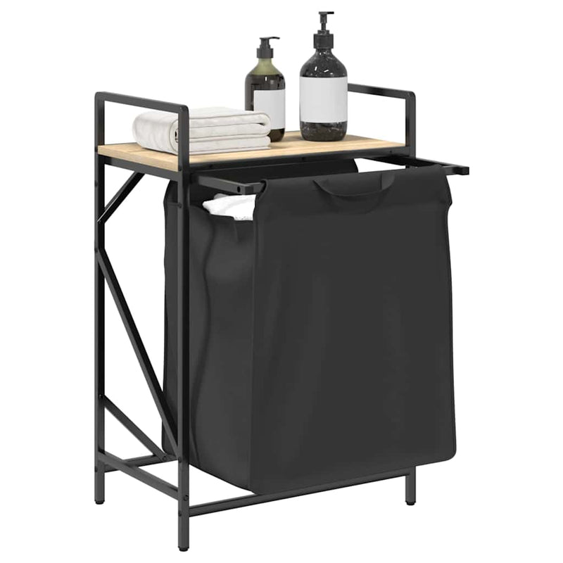 Coș de rufe 1 compartiment cu raft stejar sonoma