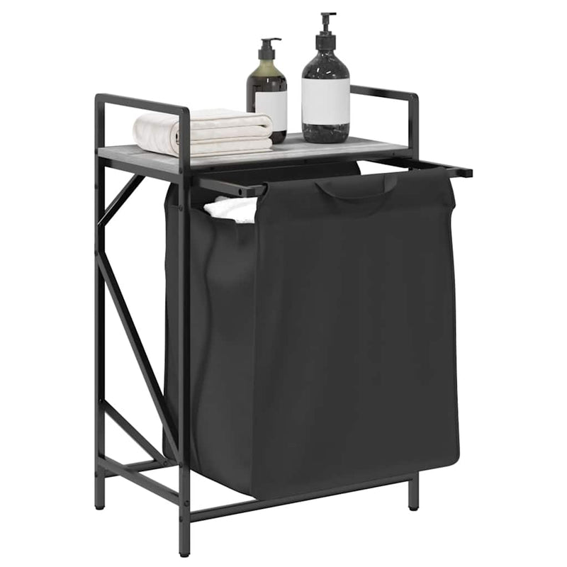 Coș de rufe 1 compartiment cu raft sonoma gri