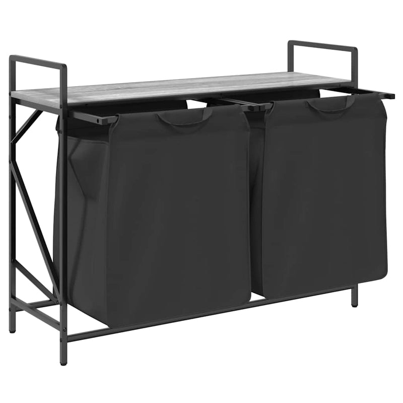 Coș de rufe 2 compartimente cu raft sonoma gri