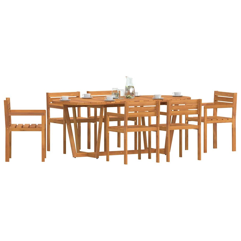 Set de grădină cu 7 piese, lemn masiv de acacia