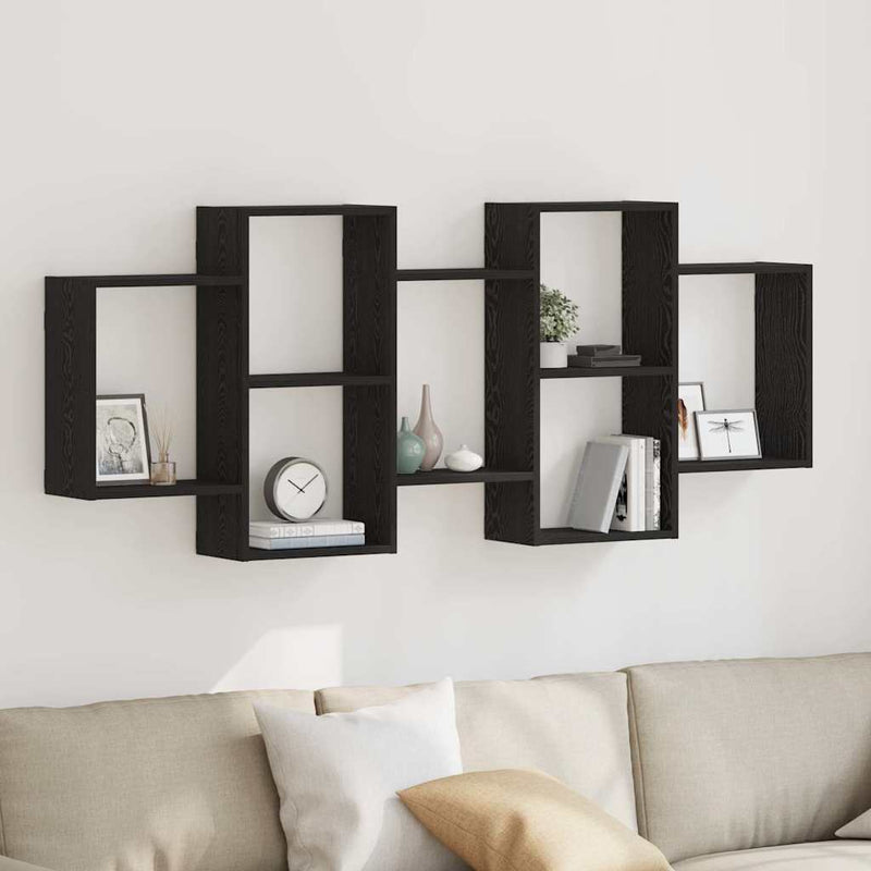 Raft de perete, stejar negru, 159x18x65 cm, lemn prelucrat
