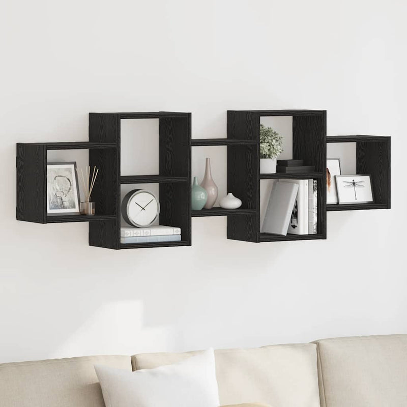 Raft de perete, stejar negru, 129x18x42 cm, lemn prelucrat