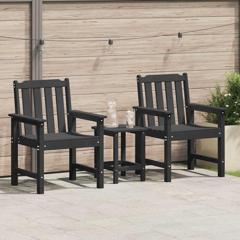 Scaun de dining pentru grădină. 2 buc. Negru HDPE