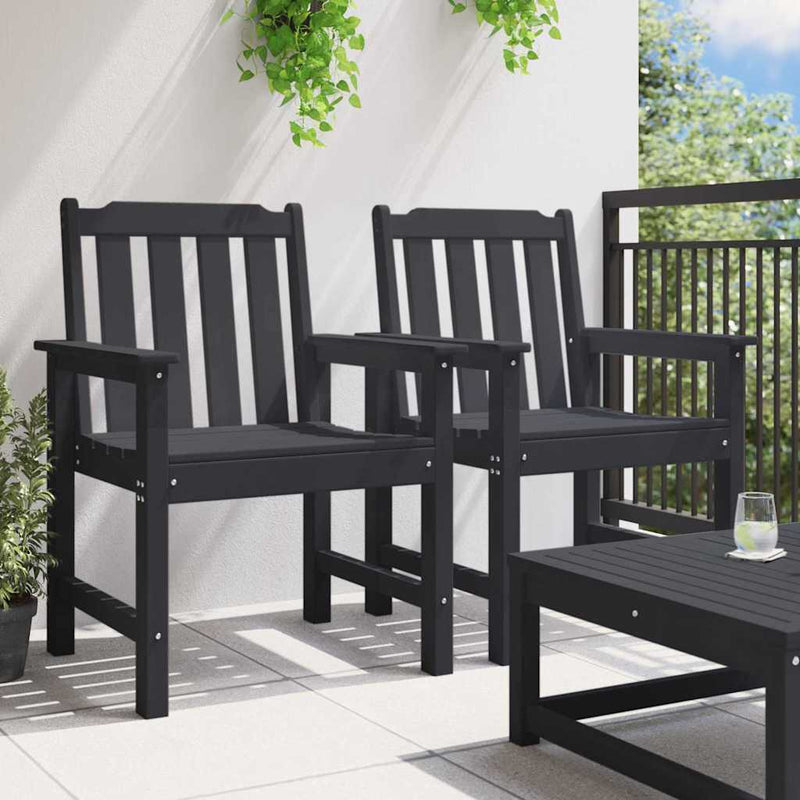 Scaun de dining pentru grădină. 2 buc. Negru HDPE