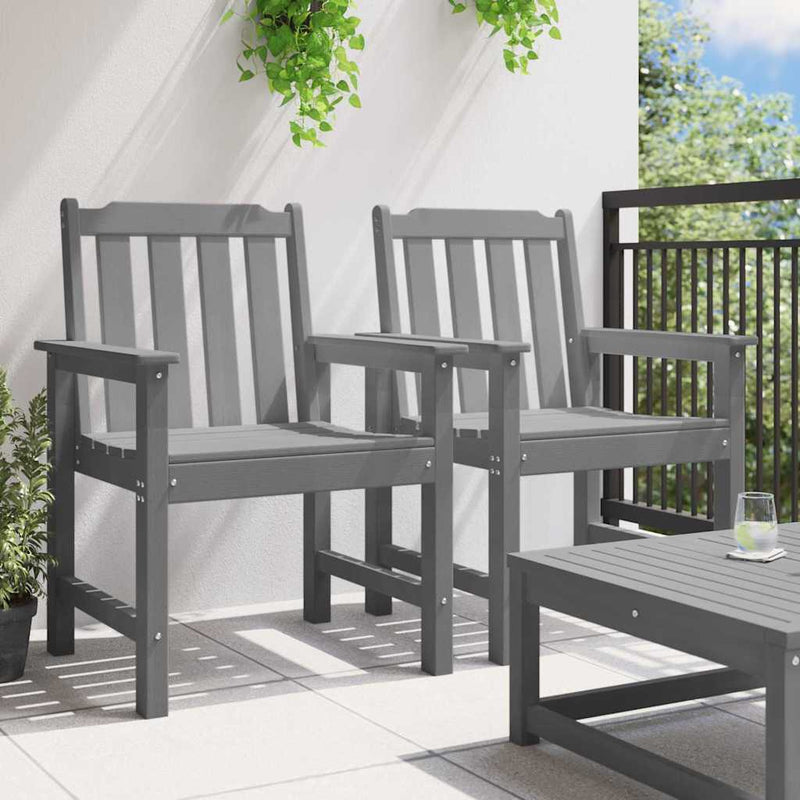 Scaun de dining pentru grădină. 2 buc. Gri deschis HDPE