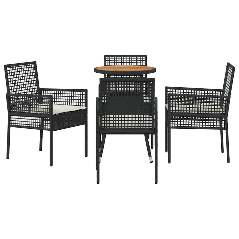 Set de masă pentru grădină 5 buc. Negru poliratan