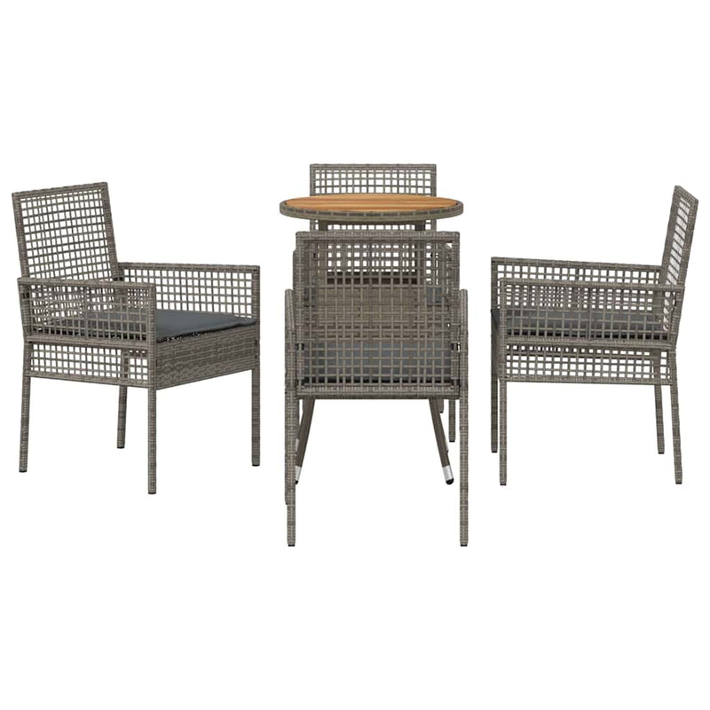 Set de masă pentru grădină 5 buc. Gri poliratan
