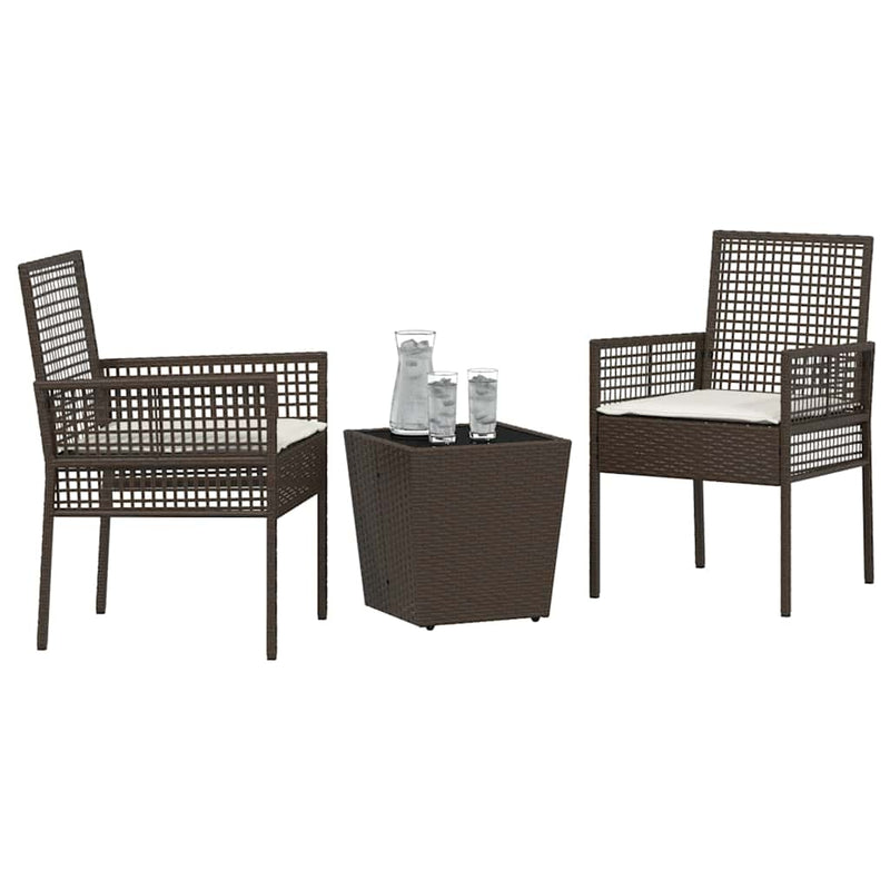 Set Bistro de Grădină 3 buc. Maro poliratan