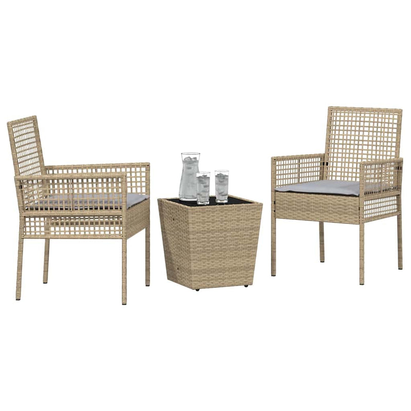 Set Bistro de Grădină 3 buc. Bej poliratan