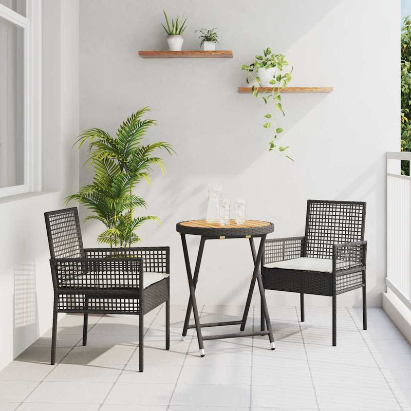 Set Bistro de Grădină 3 buc. Negru poliratan