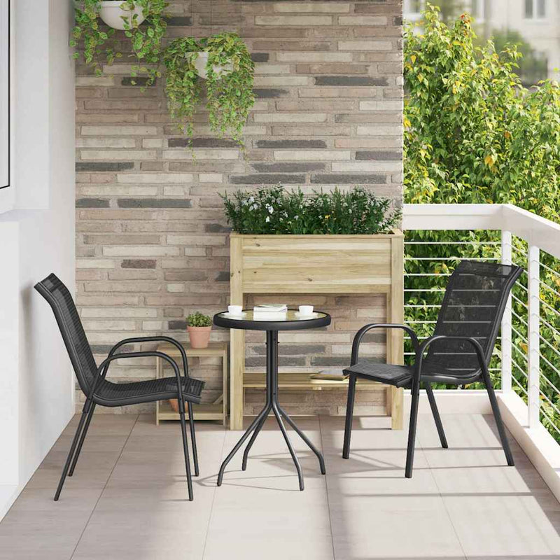 Set Bistro de Grădină 3 buc. Negru Oțel